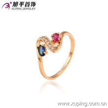 13015 moda hot-venda agradável 18k anel de jóias de cristal banhado a ouro para senhora ou menina